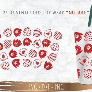 Christmas Sweater SVG, No Hole Full Wrap 24 oz Venti Cold Cup, SVG Cut files for Cricut or Silhouette, Digital Download