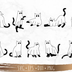 Сute ghost cat svg, Boo svg, Halloween svg, Files for Cricut, silhouette, Instant Download