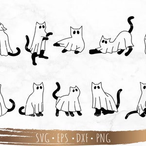 Сute ghost cat svg, Boo svg, Halloween svg, Files for Cricut, silhouette, Instant Download