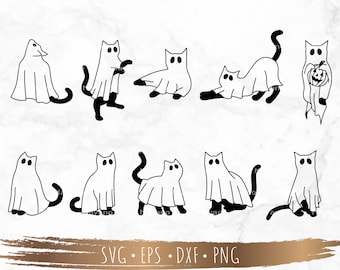Сute ghost cat svg, Boo svg, Halloween svg, Files for Cricut, silhouette, Instant Download