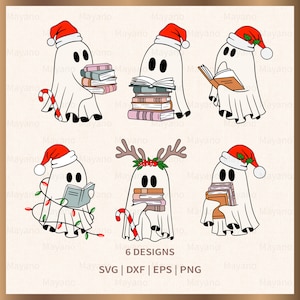 Christmas Cute Ghost Book svg, Christmas svg, Files for Cricut, silhouette, PNG Sublimation, Instant Download