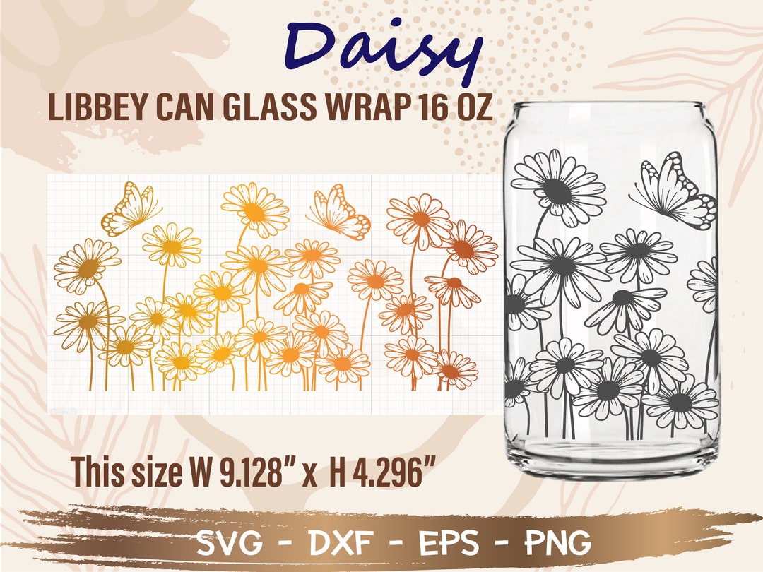 Daisy Libbey Can Glass Wrap Svg, DIY for Libbey Can Shaped Beer Glass ...