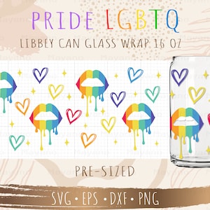 Pride LGBTQ Can Glass Wrap svg, DIY für Libbey Can Shaped Beer Glass 16 oz Cut File für Cricut und Silhouette