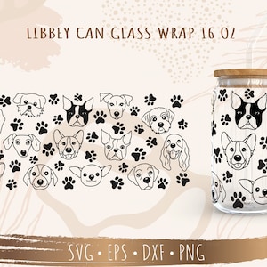 Hondenras SVG, Hondenmoeder SVG, DIY voor Libbey Can Shaped Beer Glass 16oz, Cut-bestand voor Cricut, Digitale download