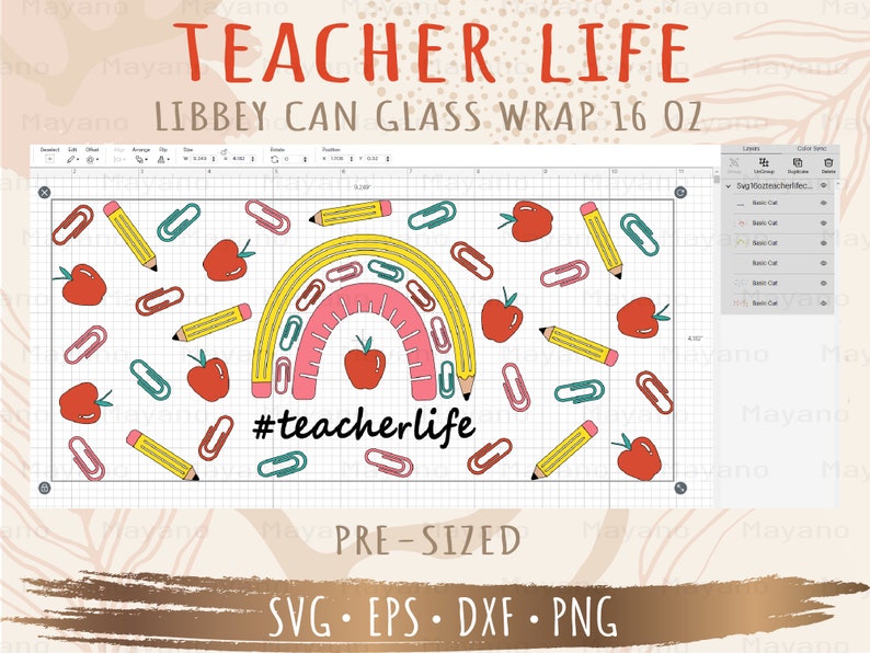 Teacher Life Libbey Can Glass Wrap Svg, DIY for Libbey Can Shaped Beer ...