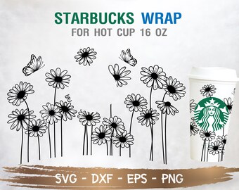 Starbucks Full Wrap svg Botanical Line Drawing SVG Starbucks svg Bloom Where You Are SVG Botanical Florals SVG