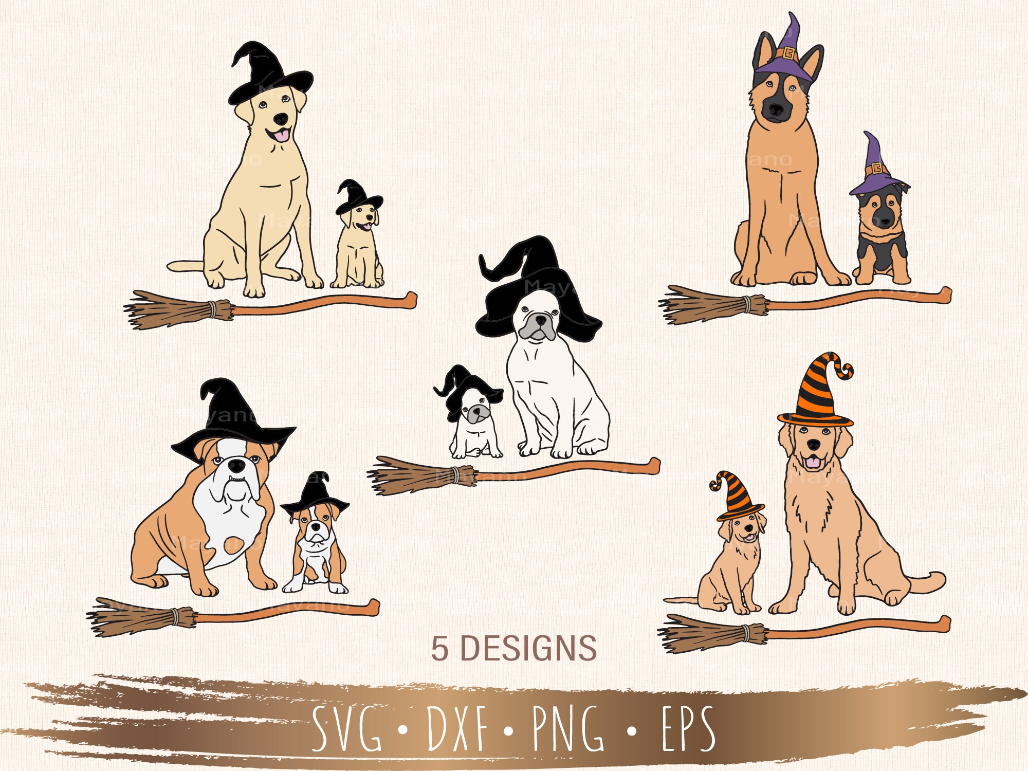 Dog Witch SVG Bundle 5 Designs, Halloween Svg, Files for Cricut ...
