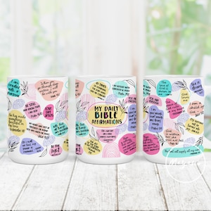 Meine täglichen Bibelaffirmationen, Bibelworte PNG, 15 OZ Becherverpackung PNG, Sublimationsdesigns Digitaler Download