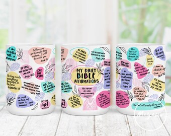 Meine täglichen Bibelaffirmationen, Bibelworte PNG, 15 OZ Becherverpackung PNG, Sublimationsdesigns Digitaler Download
