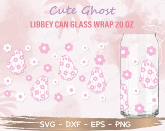 Cute ghost SVG, DIY for Libbey Can Shaped Beer Glass 20oz, Cut file for Cricut, Digital download