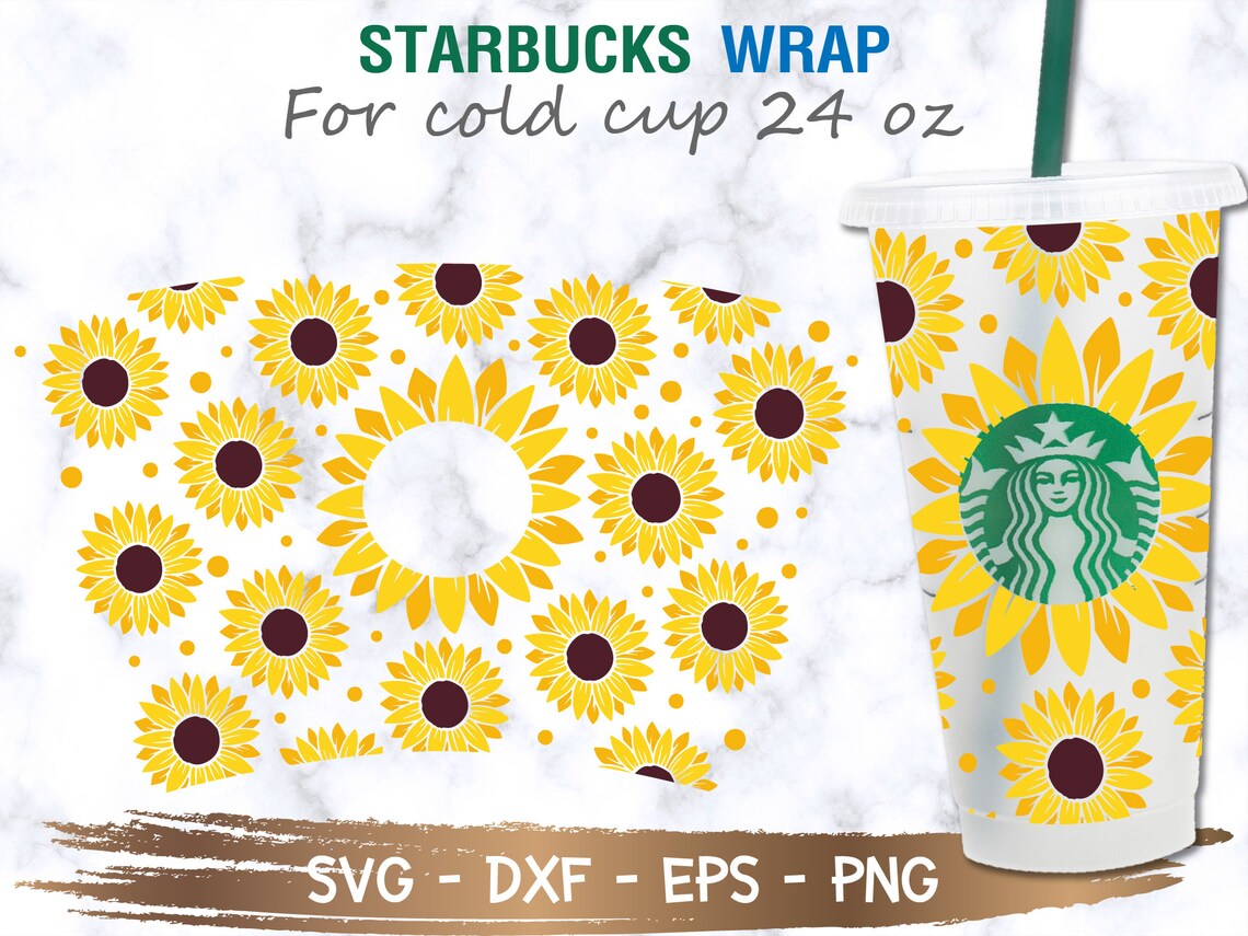 Sunflower Starbucks Cup SVG Hot Summer SVG Sunflower Svg Etsy