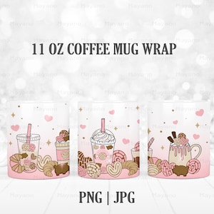 11 OZ Mug Wrap PNG, Cafecito Y Chisme PNG, Mexican Pan Dulce png, Sublimation Designs Digital Download