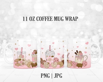 11 OZ Mug Wrap PNG, Cafecito Y Chisme PNG, Mexican Pan Dulce png, Sublimation Designs Digital Download