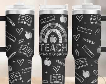 40oz Tumbler Teach Love Inspire SVG - Perfect for Laser Engraving & Full Wrap, Digital Download