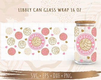 Cafecito Y Chisme SVG, DIY for Libbey Can Shaped Beer Glass 16oz, Cut file for Cricut, Digital download