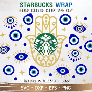 Evil Eye Starbucks Cup SVG, Evil Eye  SVG, Turkish eye svg, DIY Venti for Cricut 24oz venti cold cup, Instant Download
