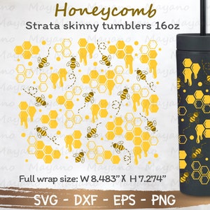 Full Wrap Honeycomb for Strata Skinny Tumblers 16oz SVG, Cut file for Cricut and Silhouette Instant Download