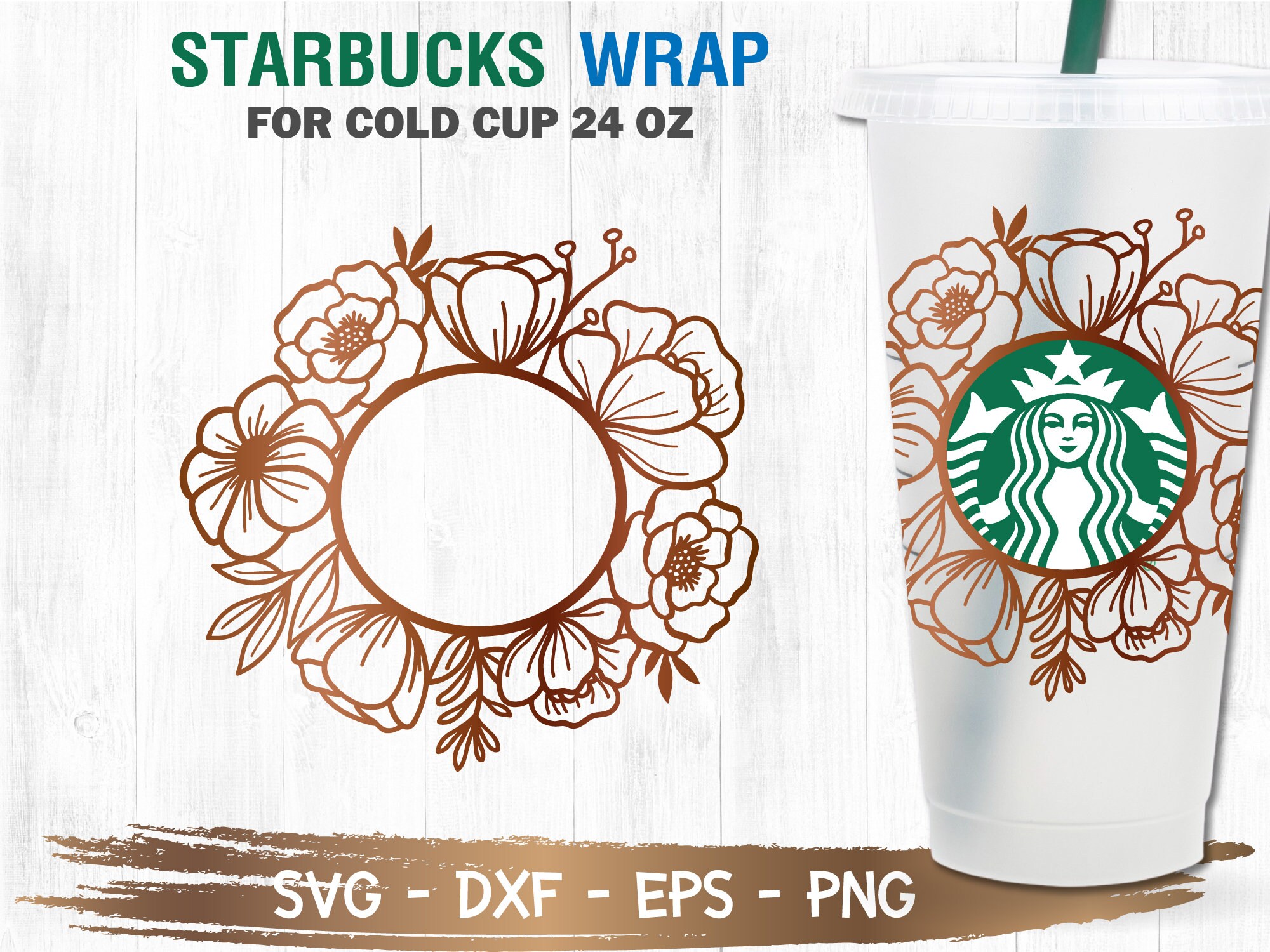 Floral Starbucks Cup SVG Floral svg Starbuck Cup SVG | Etsy