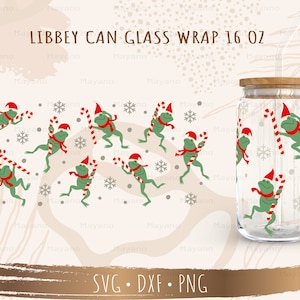 Julgroda SVG, DIY för Libbey burkformat ölglas 16oz, Klippfil för Cricut, Digital nedladdning