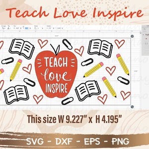 Teach Love Inspire Libbey Can Glass Wrap Svg, DIY for Libbey Can Shaped ...