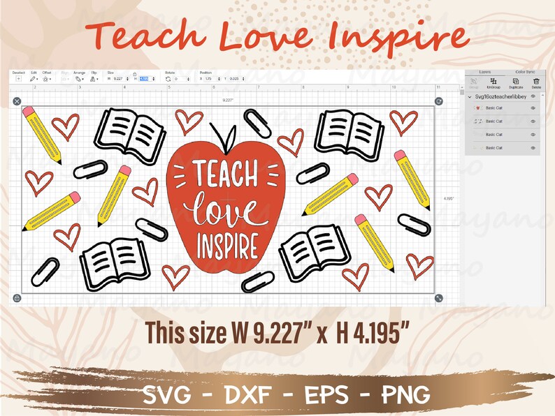 Teach Love Inspire Libbey Can Glass Wrap Svg, DIY for Libbey Can Shaped ...