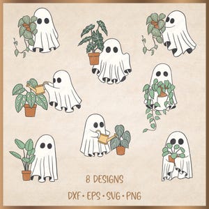 Cute Ghosts and Plants SVG Bundle 8 Designs, Boo svg, Halloween svg, Files for Cricut, silhouette, Instant Download