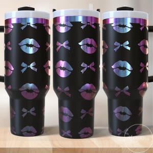 40 Unzen Tumbler Coquette Bögen und Lippen wickeln SVG, hübsche Bögen - Perfekt für Lasergravur und Full Wrap, digitaler Download