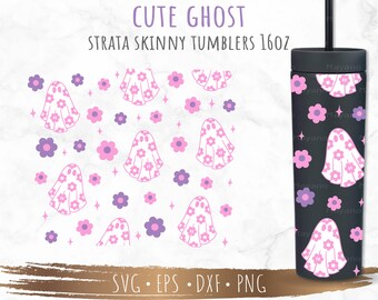 Cute Ghost per Strata Skinny Tumblers 16oz SVG, Cut file per Cricut e Silhouette Instant Download