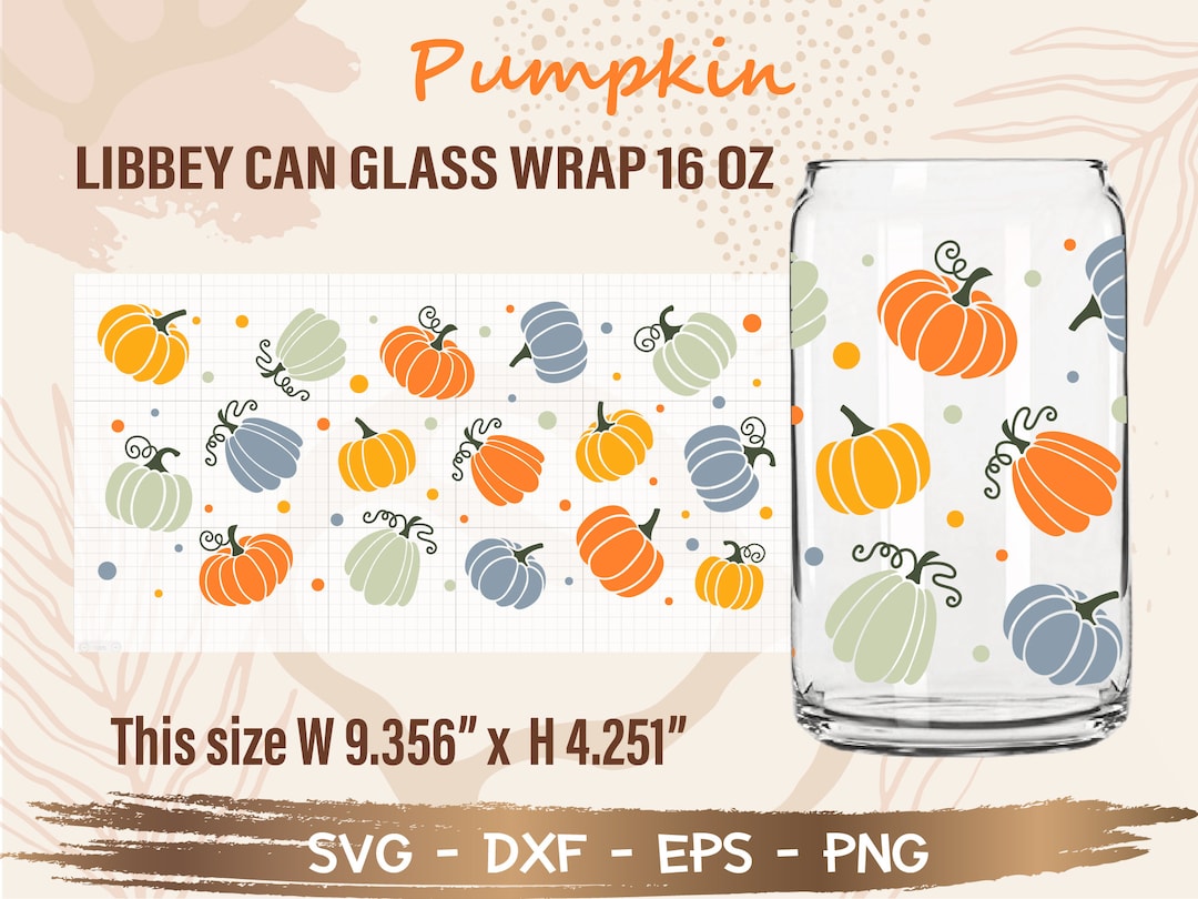 Pumpkin Libbey Can Glass Wrap Svg, DIY for Libbey Can Shaped Beer Glass ...