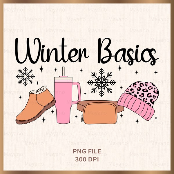 Winter Basics PNG, Retro Christmas PNG, Design for Sublimation Or Print Digital Download