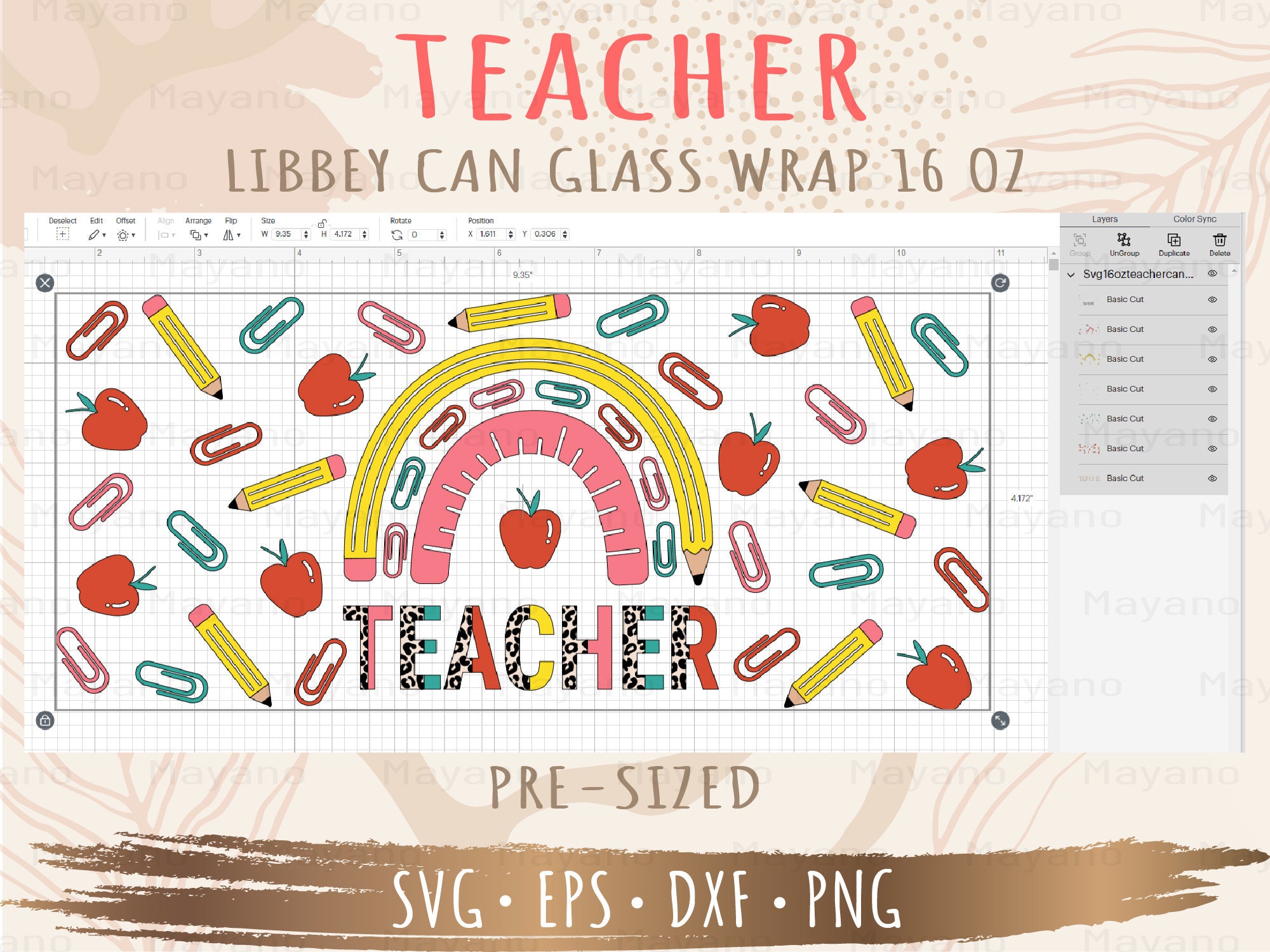 Teacher Libbey Can Glass Wrap Svg, DIY for Libbey Can Shaped Beer Glass ...
