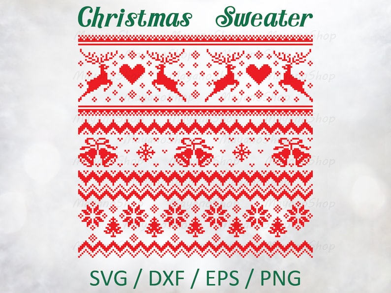 Christmas Sweater SVG Ugly Christmas Sweater SVG Silhouette Cricut Digital File Sweater Pattern 