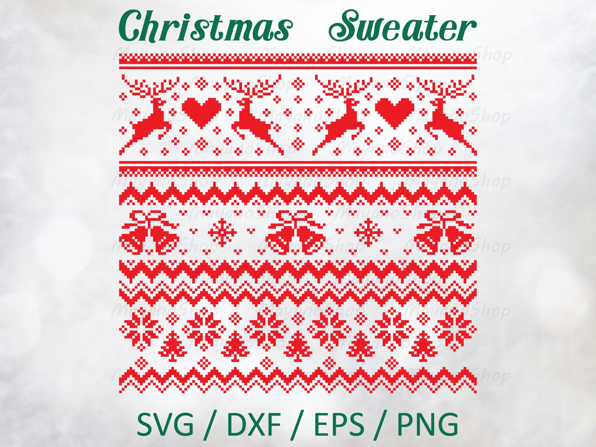 Christmas Sweater SVG - Ugly Christmas Sweater SVG - Sweater Pattern Svgs-  Cut File - Silhouette - Cricut - Digital File