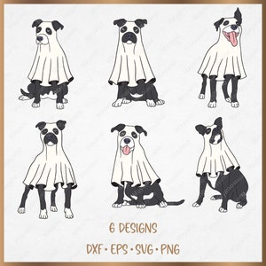 Halloween Ghost Pitbull Dogs SVG Bundle 6 Designs, Boo svg, Halloween svg, Files for Cricut, silhouette, Instant Download