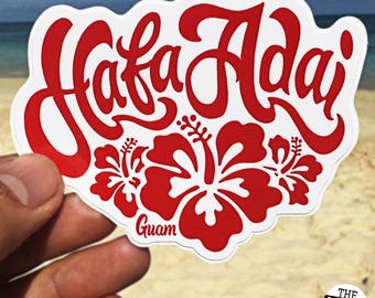 Guam Sticker HAFA ADAI Hibiscus Flower || Guamanian Chamorro Decal