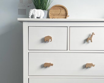 Boutons de tiroir pour animaux de compagnie | Décoration de chambre d'enfant Safari, décoration de chambre d'enfant jungle, poignées de tiroir animaux, poignées de tiroir Safari