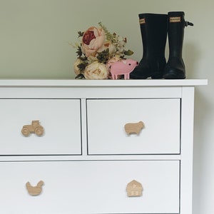 Farmyard Drawer Knobs nursery decor, nursery inspo, country style, kids room, drawer handles, wardrobe handles, solid oak, made in the UK image 3