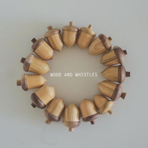 Wooden acorn decorations | autumn decorations, autumn home décor, autumn table décor, table tray décor, tiered tray décor