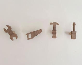 Shed/Tools Wall hooks, Perfect Present for Him, Man Shed / Nursery, Solid Oak