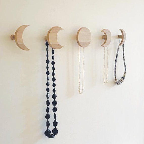 Moon Phases Decorative Wall Hooks Moon Wall Décor, Half Moon Wall Décor,  Wooden Wall Hooks, Jewellery Hooks, Purse Hooks, Entryway Hooks 