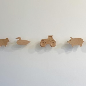 Farm nursery wall hooks | nursery decor, farm nursery, farmyard nursery, childrens coat hooks, farm animal hooks