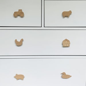 Farmyard Drawer Knobs nursery decor, nursery inspo, country style, kids room, drawer handles, wardrobe handles, solid oak, made in the UK image 6