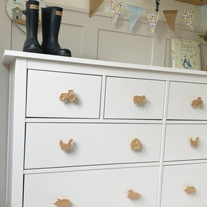 Farmyard Drawer Knobs nursery decor, nursery inspo, country style, kids room, drawer handles, wardrobe handles, solid oak, made in the UK image 7