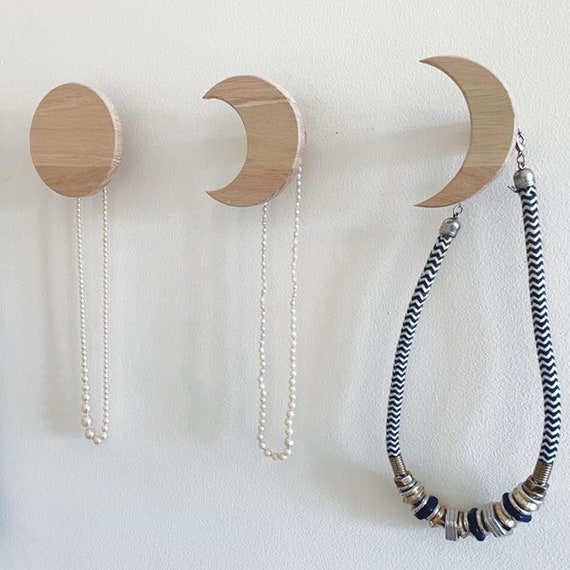 5 Pcs Moon Phase Wall Hook, Cute Wall Mounted Crescent Wall Hooks