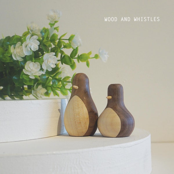 Wooden Penguins - Wooden Christmas decorations, christmas ornaments, winter decor, walnut wood
