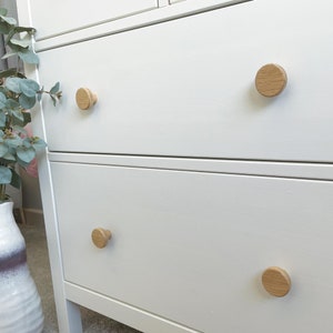 Round wooden drawer knobs handles, drawer pulls, oak, circle, hardware, kitchen, cupboard, drawer, door, wardrobe handles image 3