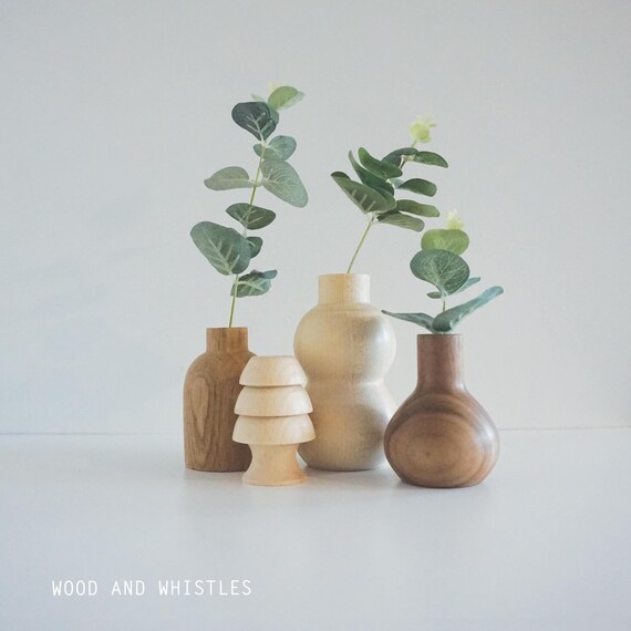 Small wood bud vases bud vase set mini bud vase modern bud Etsy