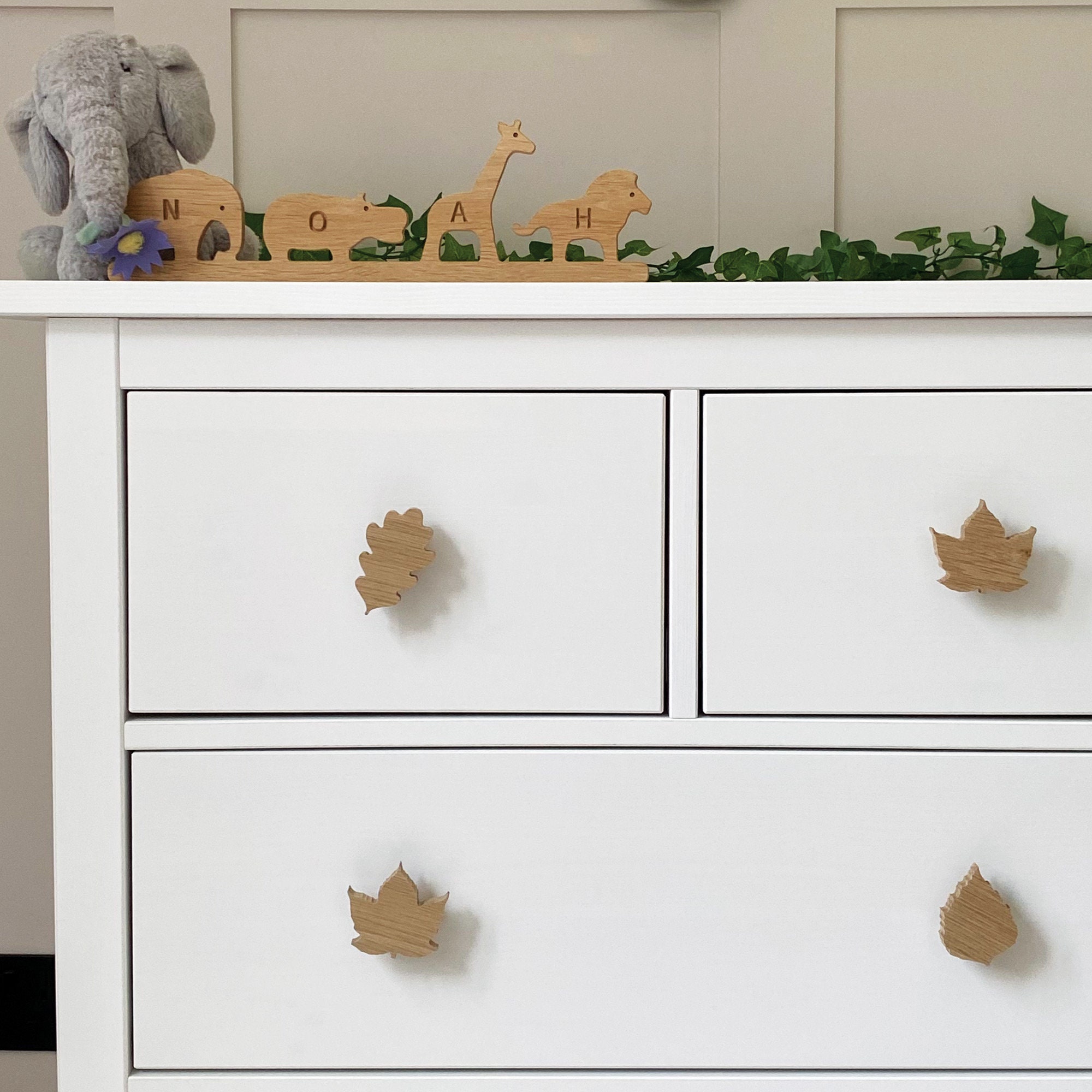 Leaf drawer knobs | woodland nursery décor, forest wall art, safari décor, oak drawer pulls, furniture hardware