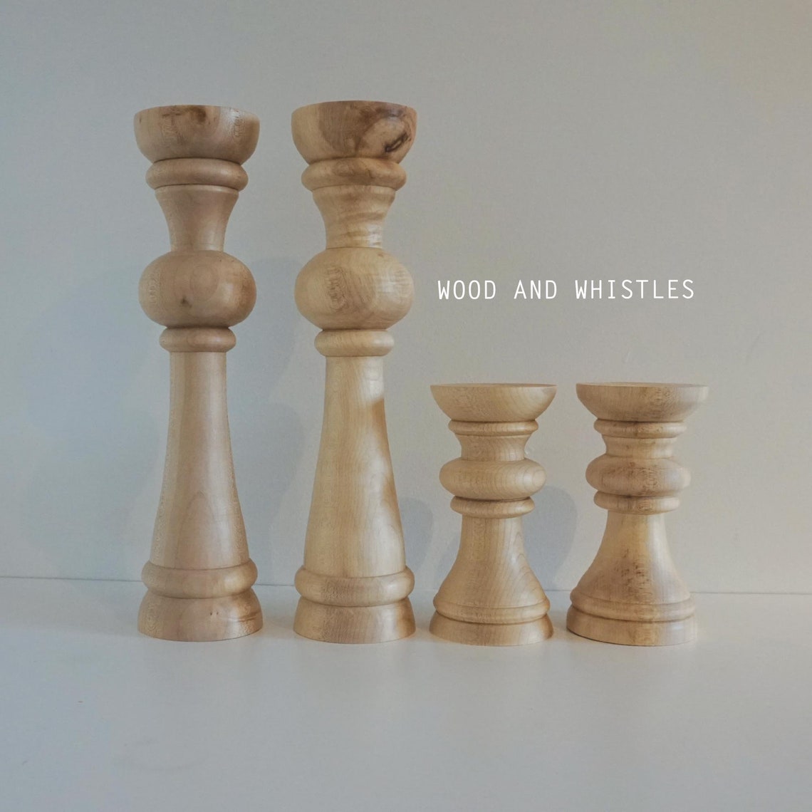 Wooden farmhouse candlesticks tall wooden candlesticks Etsy