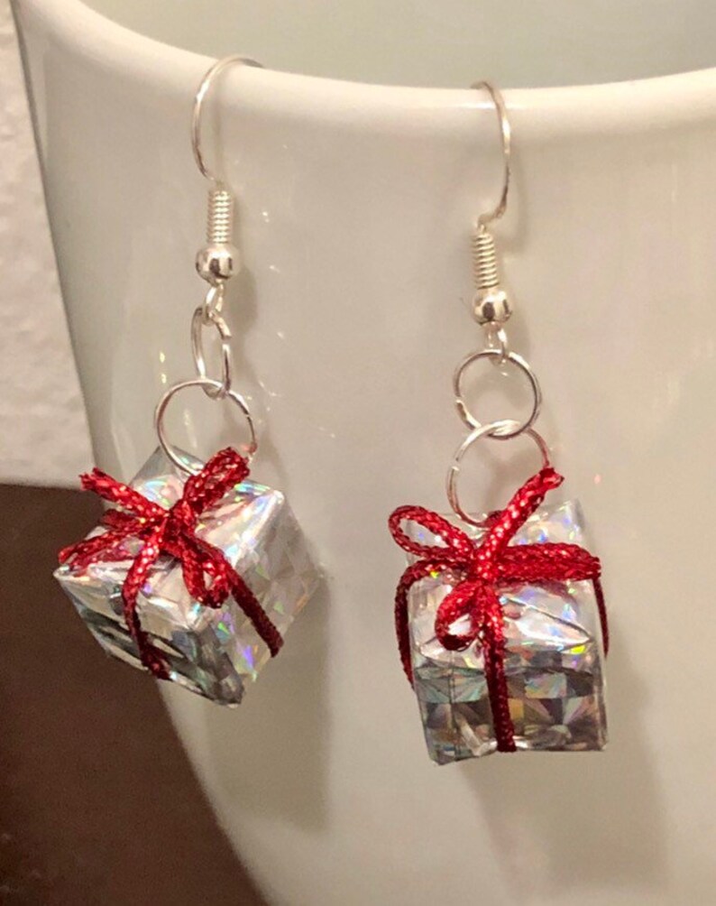 wrapped gift Earrings,festive earrings Present Earrings Christmas present Earrings Christmas earrings novelty earrings holiday earrings